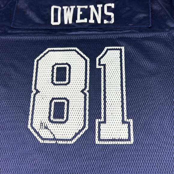 Y2K Reebok Dallas Cowboy Terrell Owens 81 Football Jersey Youth Extra Large Blue - Picture 10 of 14